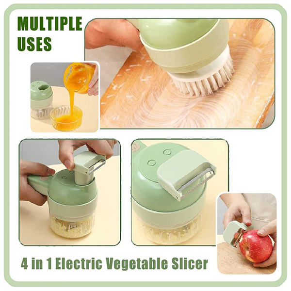 4 in 1 Electric Vegetable Cutter Set Portable Wireless Masher Garlic Press