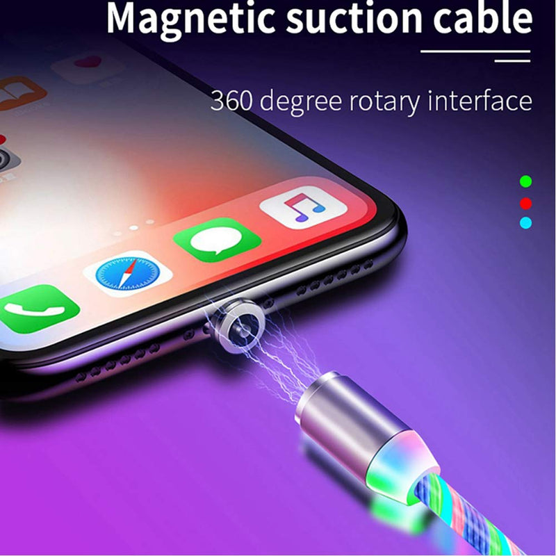 LED Magnetic Charging Cable 3 in 1 Streamer Light Fast Charging Cable