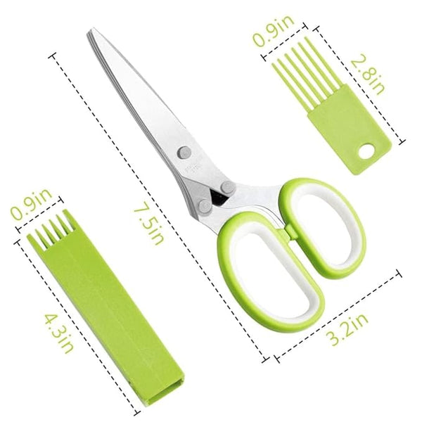 Multi-Functional Stainless Steel Kitchen Vegetable 5 Blade Scissor (Pack of 1)