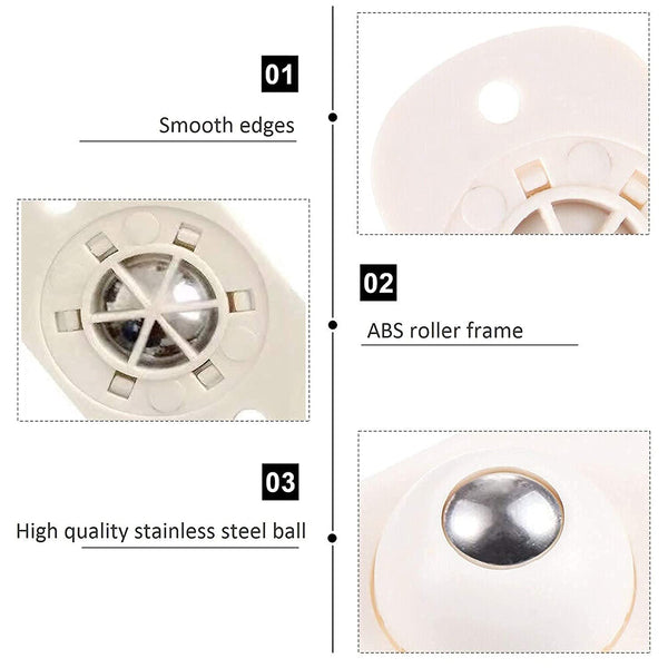 Self Adhesive Mini Swivel Casters Wheels (Pack of 8)